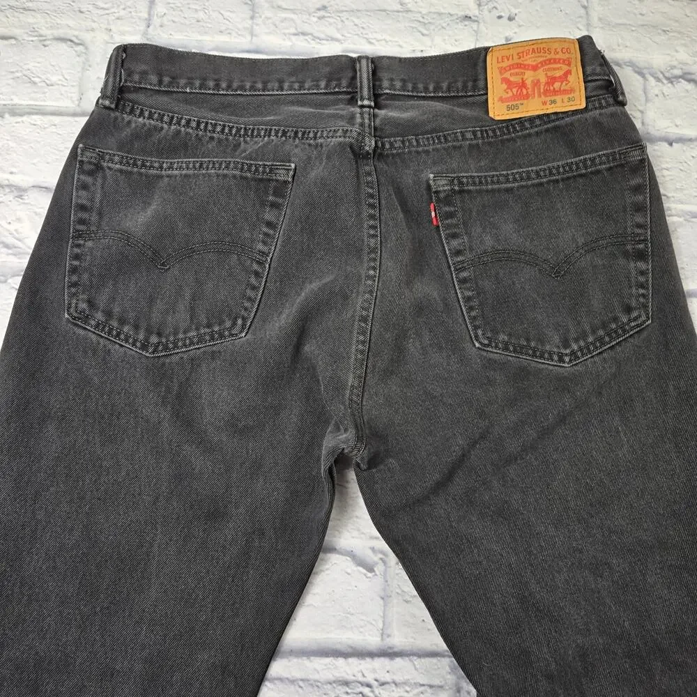 Levi's 505 Black Men's Jeans 100% Cotton size W36 L30